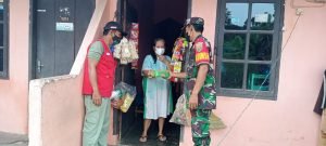 Koramil 410-01/Panjang Laksanakan Kegiatan Rutin, Bagikan Nasi Kotak dan Masker Untuk Warga Binaan